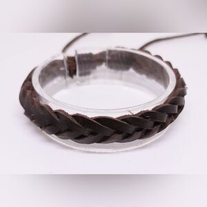Men's bracelet leather braided brown new e13‎